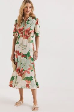 Jd Williams Geblümtes Hemdkleid Mit Reißverschluss, Grün