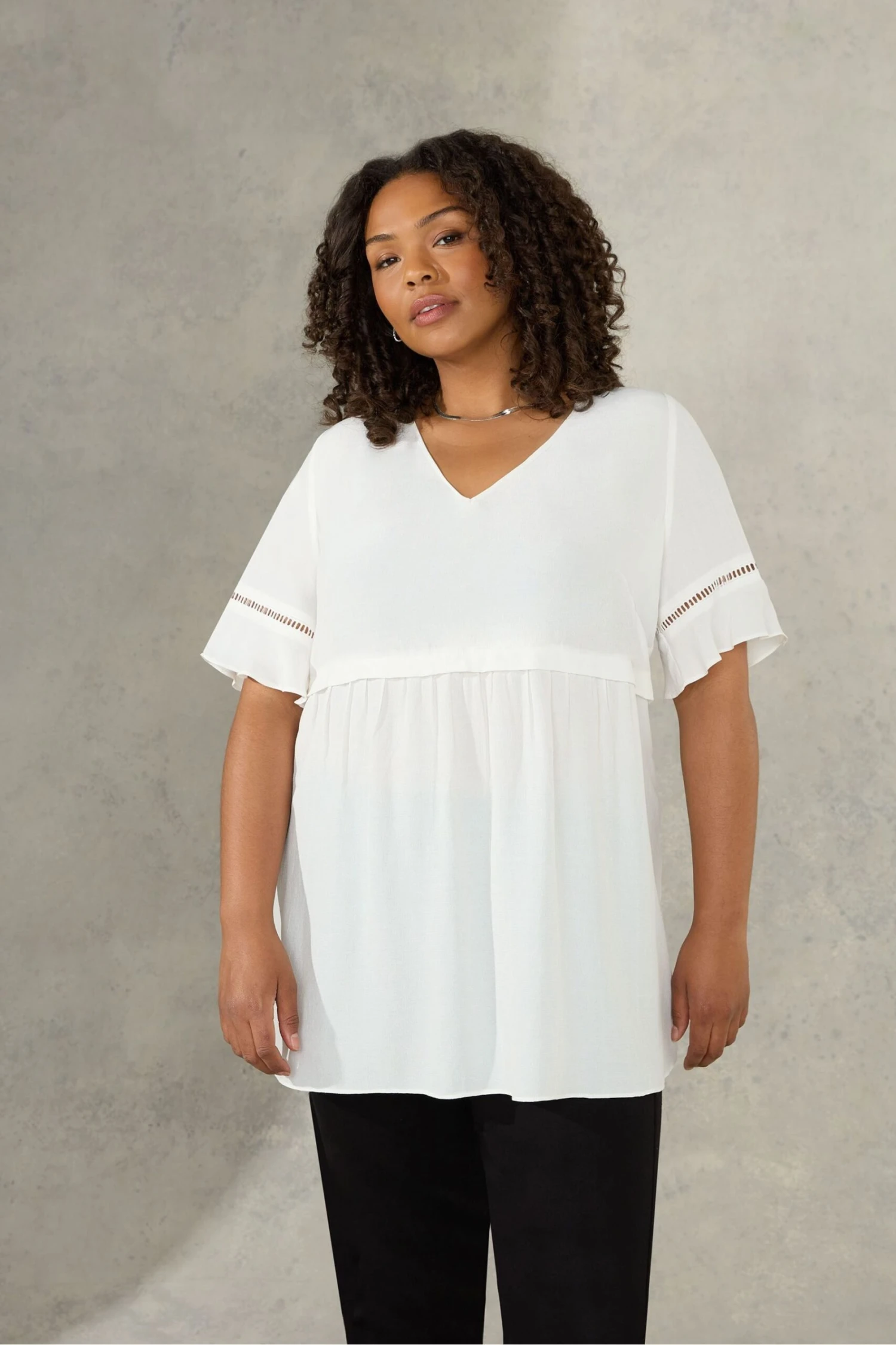 Live Unlimited Short Sleeve Ladder Trim White Top 3 Live Unlimited Short Sleeve Ladder Trim White Top