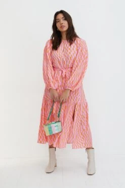 Oliver Bonas Maxikleid Mit Geometrischem Muster, Pink