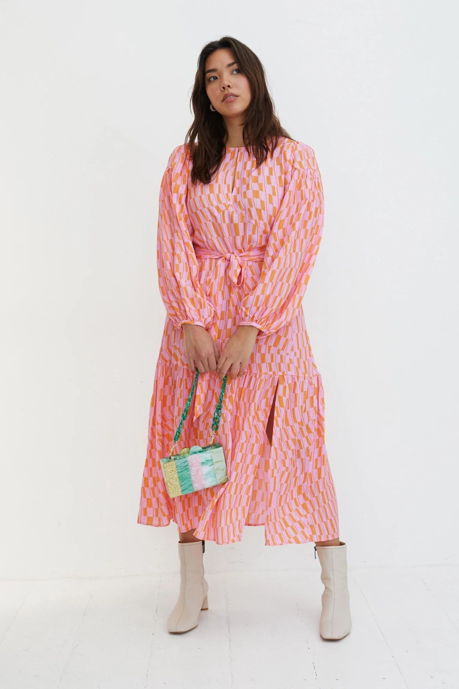 Oliver Bonas Maxikleid Mit Geometrischem Muster, Pink 3 Oliver Bonas Maxikleid Mit Geometrischem Muster, Pink