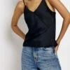 River Island Asym Seam Cami Black Dress