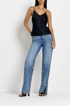 River Island Asym Seam Cami Black Dress -Next || RIVER ISLAND Verkaufsgeschäft 156853s3