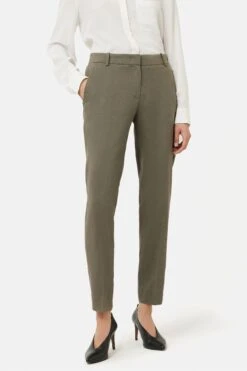 Jigsaw Green Portofino Linen Palmer Trousers
