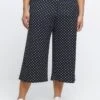 River Island Plus Gepunkteter Hosenrock Mit Gesmokter Taille, Schwarz -Next || RIVER ISLAND Verkaufsgeschäft 165384s
