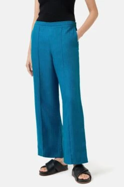 Jigsaw Palazzohose Aus Leinen Mit Fischgrätmuster, Blau