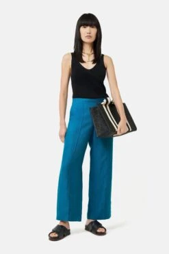 Jigsaw Palazzohose Aus Leinen Mit Fischgrätmuster, Blau -Next || RIVER ISLAND Verkaufsgeschäft 180265s4