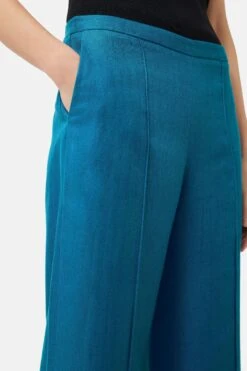 Jigsaw Palazzohose Aus Leinen Mit Fischgrätmuster, Blau -Next || RIVER ISLAND Verkaufsgeschäft 180265s5