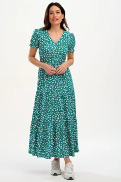 Sugarhill Brighton Bernice Kleid Mit Leotupfen In Regenbogenfarben, Grün