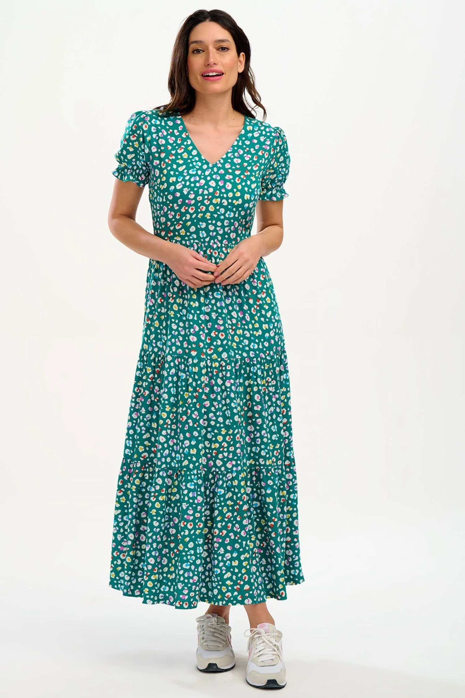 Sugarhill Brighton Bernice Kleid Mit Leotupfen In Regenbogenfarben, Grün 3 Sugarhill Brighton Bernice Kleid Mit Leotupfen In Regenbogenfarben, Grün