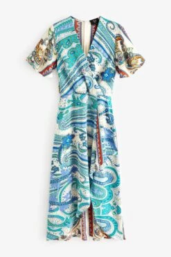 Ax Paris Wickel-Midikleid Mit Paisley-Muster Und Schmetterlingsärmeln, Creme -Next || RIVER ISLAND Verkaufsgeschäft 329216s5