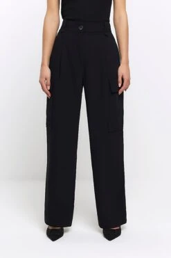 River Island Utility-Krepphose In Kurzgrösse, Schwarz