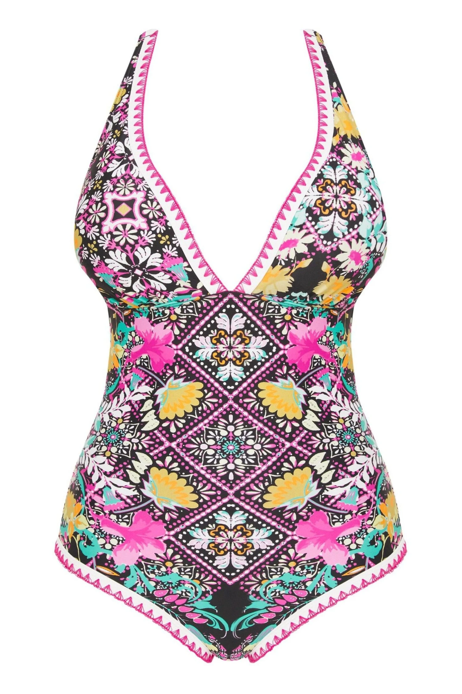 Figleaves Frida Figurformender Neckholder-Badeanzug In Regulärer Länge, Pink 7 Figleaves Frida Figurformender Neckholder-Badeanzug In Regulärer Länge, Pink – Bild 5