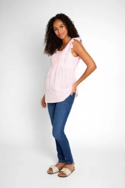 Jojo Maman Bebe Jojo Maman Bébé Umstandsmode Oberteil Mit Vichymuster Und Gerüschten Ärmeln