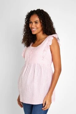 Jojo Maman Bebe Jojo Maman Bébé Umstandsmode Oberteil Mit Vichymuster Und Gerüschten Ärmeln -Next || RIVER ISLAND Verkaufsgeschäft 676460s8