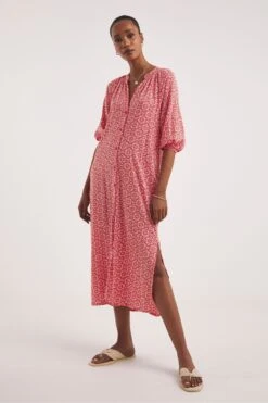 JD Williams Kaftan-Hemdkleid Mit Seitenschlitzen, Rot