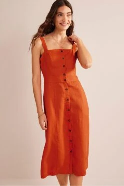 Boden Leinen-Midikleid Mit Trägern