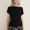 Phase Eight Neena T-Shirt Mit Wasserfallausschnitt Und Gedrehtem Detail Hinten, Schwarz