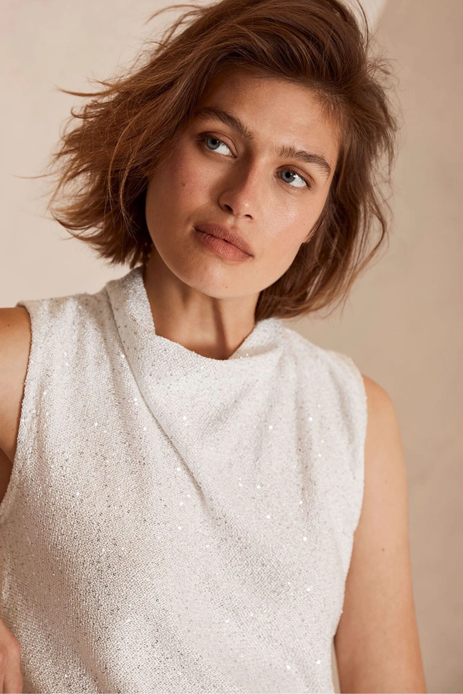 Mint Velvet Drapiertes Paillettentop, Weiß 4 Mint Velvet Drapiertes Paillettentop, Weiß – Bild 2