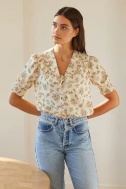 Albaray French Rose Bluse Mit Rüschen, Creme