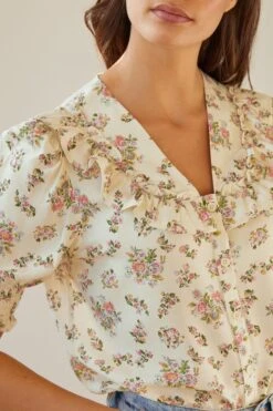 Albaray French Rose Bluse Mit Rüschen, Creme -Next || RIVER ISLAND Verkaufsgeschäft 836152s3