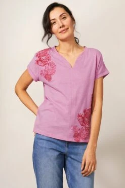 White Stuff Nelly T-Shirt Mit Stickerei, Pink