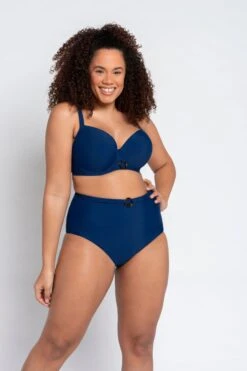 Curvy Kate Retro Sun Wattiertes Balconette-Bikinioberteil, Blau