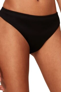 Whistles Schlichte Bikinihose Mit Rippung, Schwarz