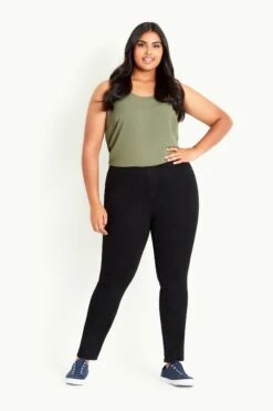 Evans Curve Fit Denim-Jeggings, Schwarz