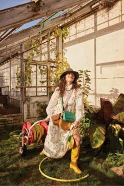 Accessorize Gestuftes, Geblümtes Maxikleid, Natur