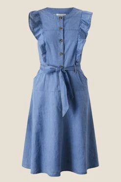 Monsoon Denim-Sommerkleid Mit Rüschenärmeln, Blau -Next || RIVER ISLAND Verkaufsgeschäft C06709s4