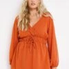 Simply Be Bluse Mit Raffung In Der Taille, Orange 1 Simply Be Bluse Mit Raffung In Der Taille, Orange -Next || RIVER ISLAND Verkaufsgeschäft C11643s