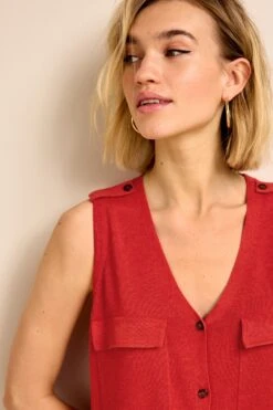 Linen Utility Pocket Button Up Vest -Next || RIVER ISLAND Verkaufsgeschäft C18 587s4