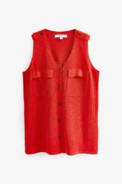 Linen Utility Pocket Button Up Vest -Next || RIVER ISLAND Verkaufsgeschäft C18 587s5