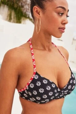 Wattiertes Bikini-Oberteil Mit Tiefem Ausschnitt Und Bügeln -Next || RIVER ISLAND Verkaufsgeschäft C32 443s4