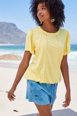 Crew Neck Cotton Bubblehem Top