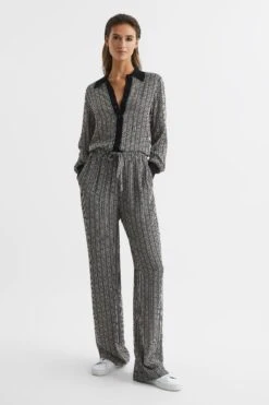 Reiss Sky Bedruckte Hose Mit Weitem Bein