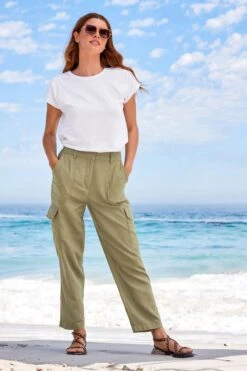 Taper-Cargohose Aus Leinenmischung