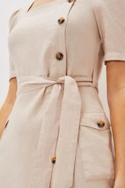 Phase Eight Elletta Leinenkleid Mit Eckigem Ausschnitt, Natur -Next || RIVER ISLAND Verkaufsgeschäft C87280s5