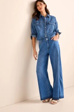 Denim, Mittelblau - Weit Geschnittene Jeans
