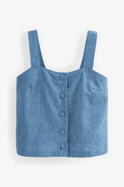 Blau Gestreift - Durchgeknöpftes Top Aus Leinengemisch 11 Blau Gestreift - Durchgeknöpftes Top Aus Leinengemisch -Next || RIVER ISLAND Verkaufsgeschäft D23 891s5