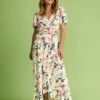 Pom Amsterdam Garden Bloom Wickel-Maxikleid, Weiss