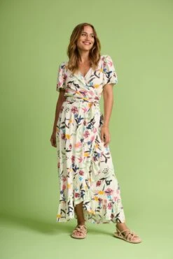 Pom Amsterdam Garden Bloom Wickel-Maxikleid, Weiss