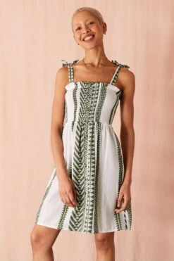 Accessorize Trägerloses Jacquard-Kleid, Grün