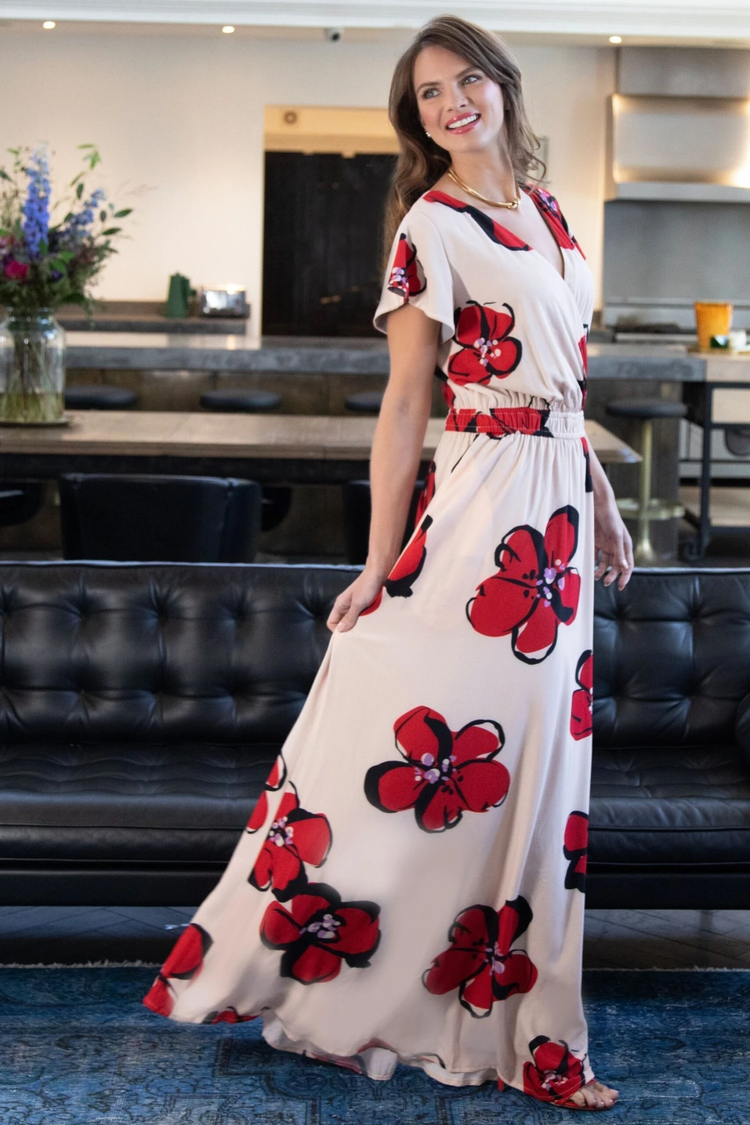 Hot Squash Maxikleid Mit Wickeloberteil Aus Chiffon, Creme 3 Hot Squash Maxikleid Mit Wickeloberteil Aus Chiffon, Creme