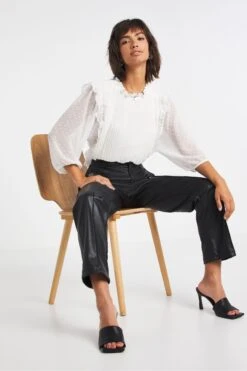 Jd Williams Straight-Leg-Hose Aus Lederimitat Mit Hohem Bund, Schwarz -Next || RIVER ISLAND Verkaufsgeschäft D56241s3