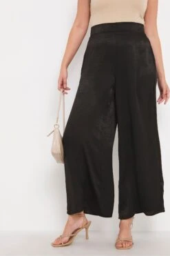 Simply Be Wide-Leg-Hose Aus Samtigem Satin, Schwarz