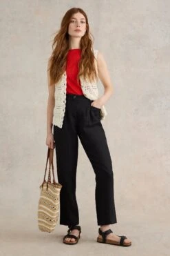 White Stuff Rowena Leinenhose, Schwarz