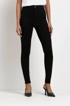 River Island Skinny-Jeans Mit Mittelhohem Bund, Schwarz, Langgröße