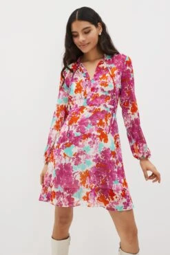 Emme Marella Langärmeliges, Legeres Midikleid, Violett/Orange