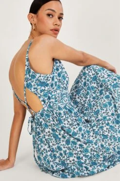Monsoon Maxi-Trägerkleid Mit Blumenmuster, Blau -Next || RIVER ISLAND Verkaufsgeschäft D71606s3
